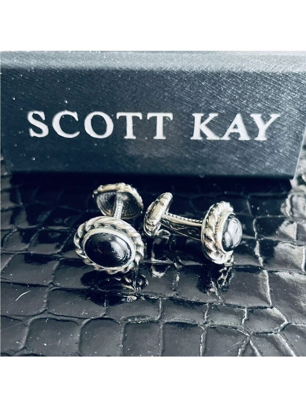 Scott Kay Oval Onyx Sterling Silver Cufflinks Cuff Links